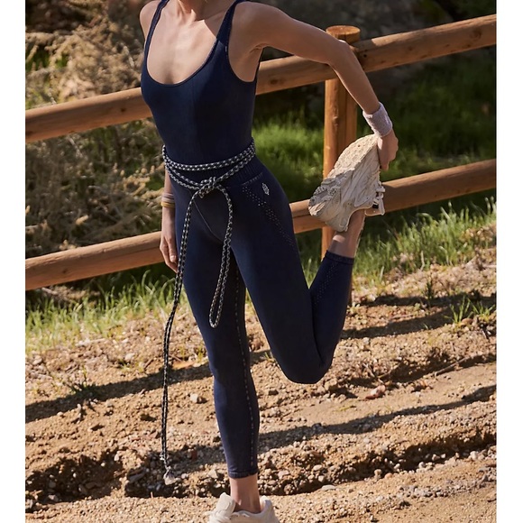 NWOT Free People Movement Good Karma Onesie deepest Navy  size M/L - Picture 2 of 10